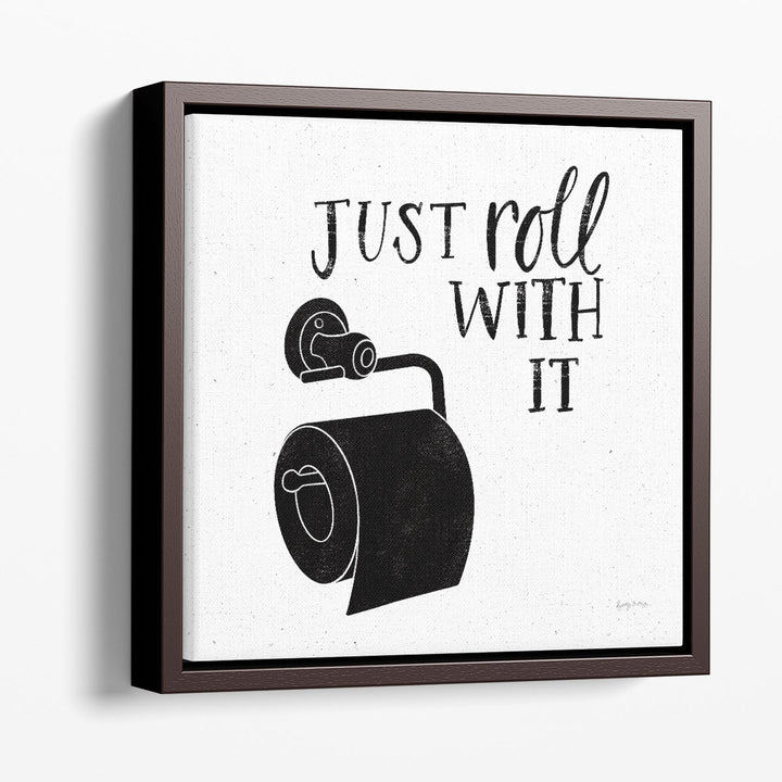 Bathroom Puns V Black and White - Canvas Print Wall Art