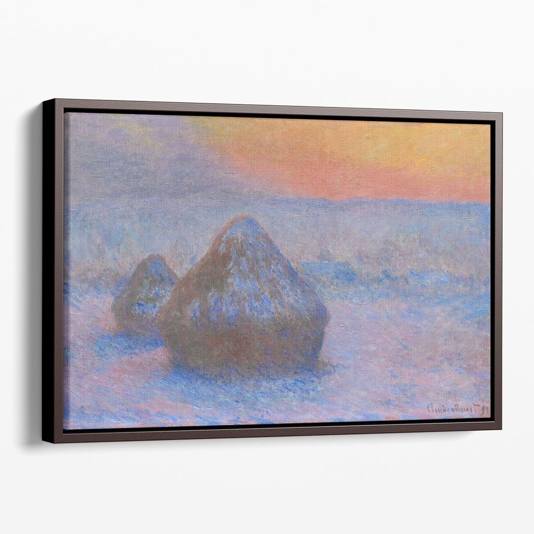 Stacks of Wheat, Sunset, Snow Effect, 1890–1891 - Canvas Print Wall Art