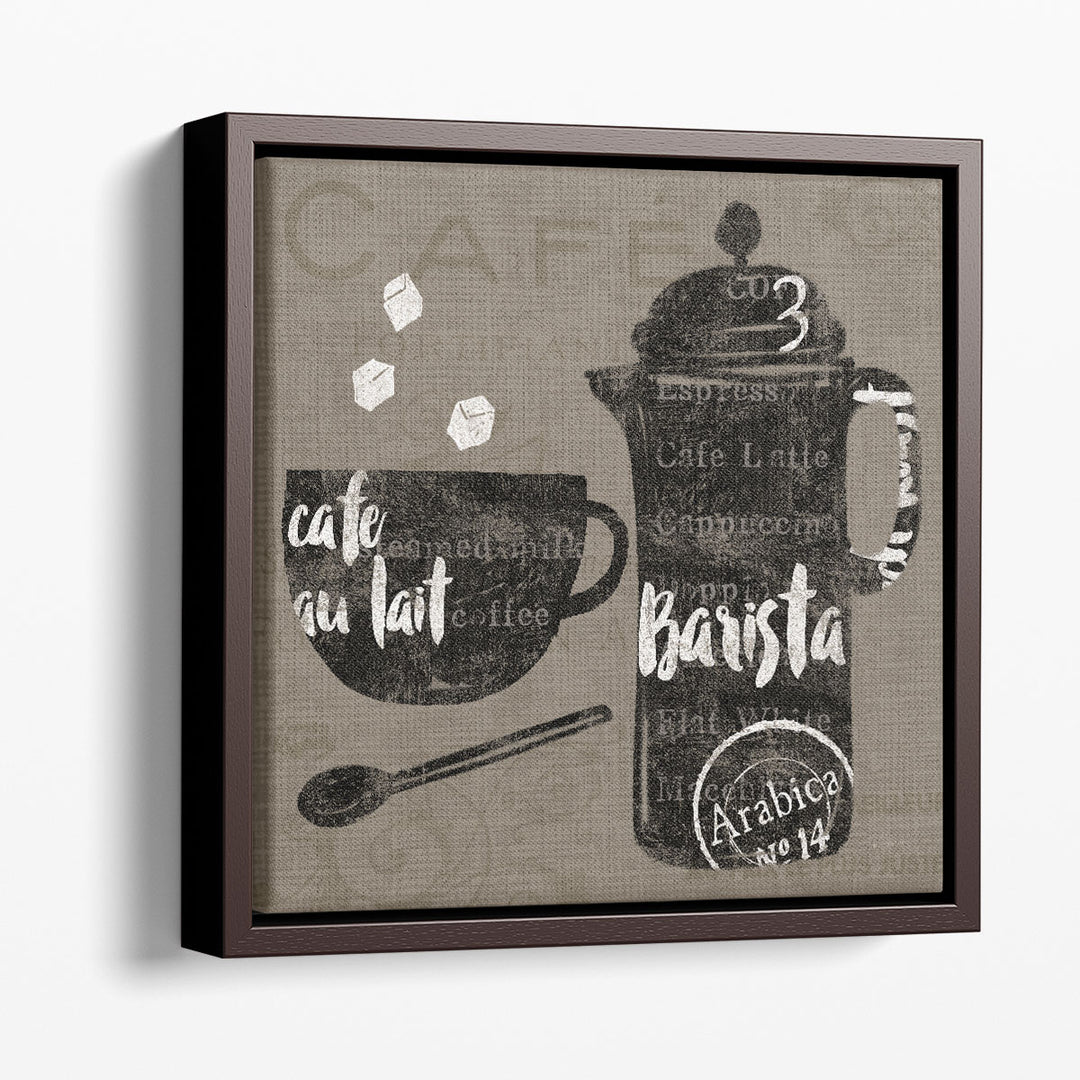 Linen Coffee II Black and White - Canvas Print Wall Art