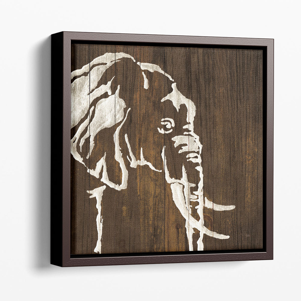 White Elephant on Dark Wood - Canvas Print Wall Art