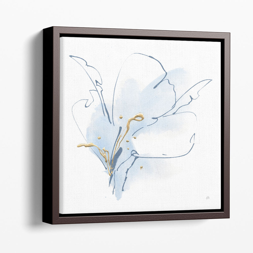 Blue and Gold Floral II - Canvas Print Wall Art