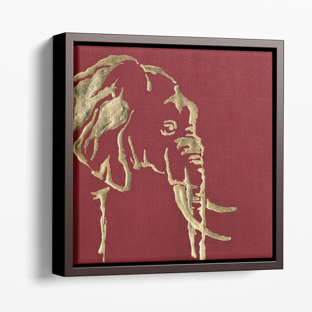 Gilded Elephant on Red - Canvas Print Wall Art