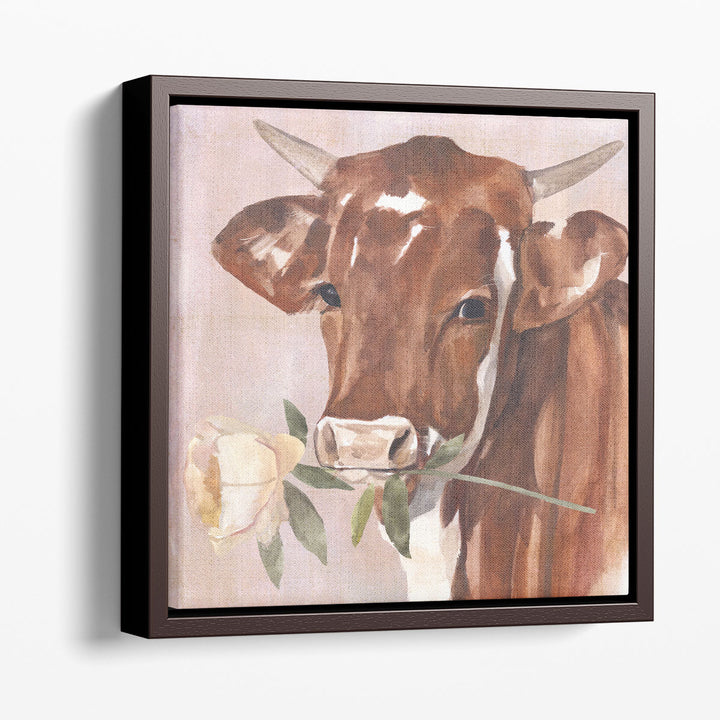 Peony Cow I - Canvas Print Wall Art