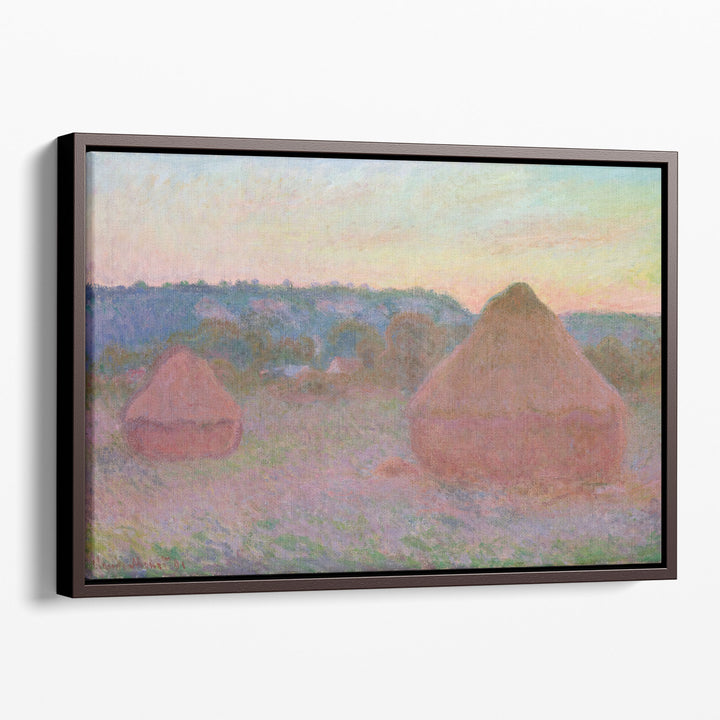Stacks of Wheat - End of Day, Autumn - Canvas Print Wall Art