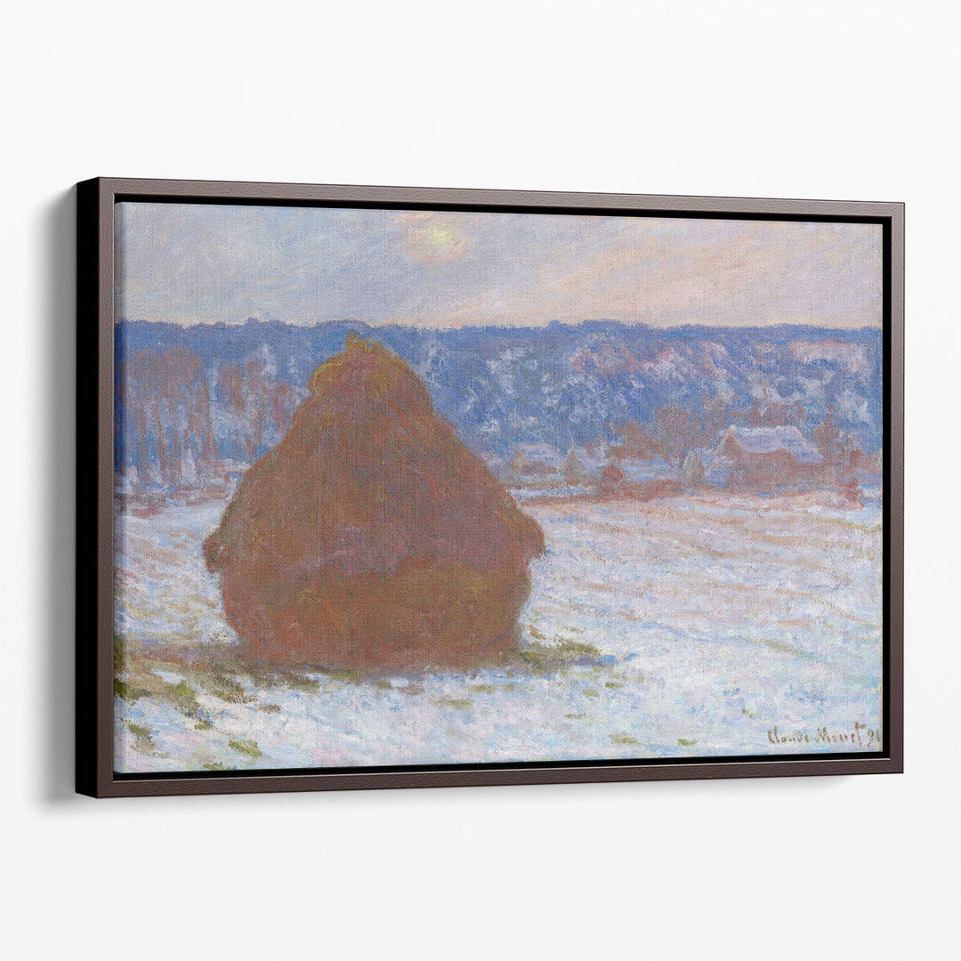Stack of Wheat - Snow Effect, Overcast Day - Canvas Print Wall Art