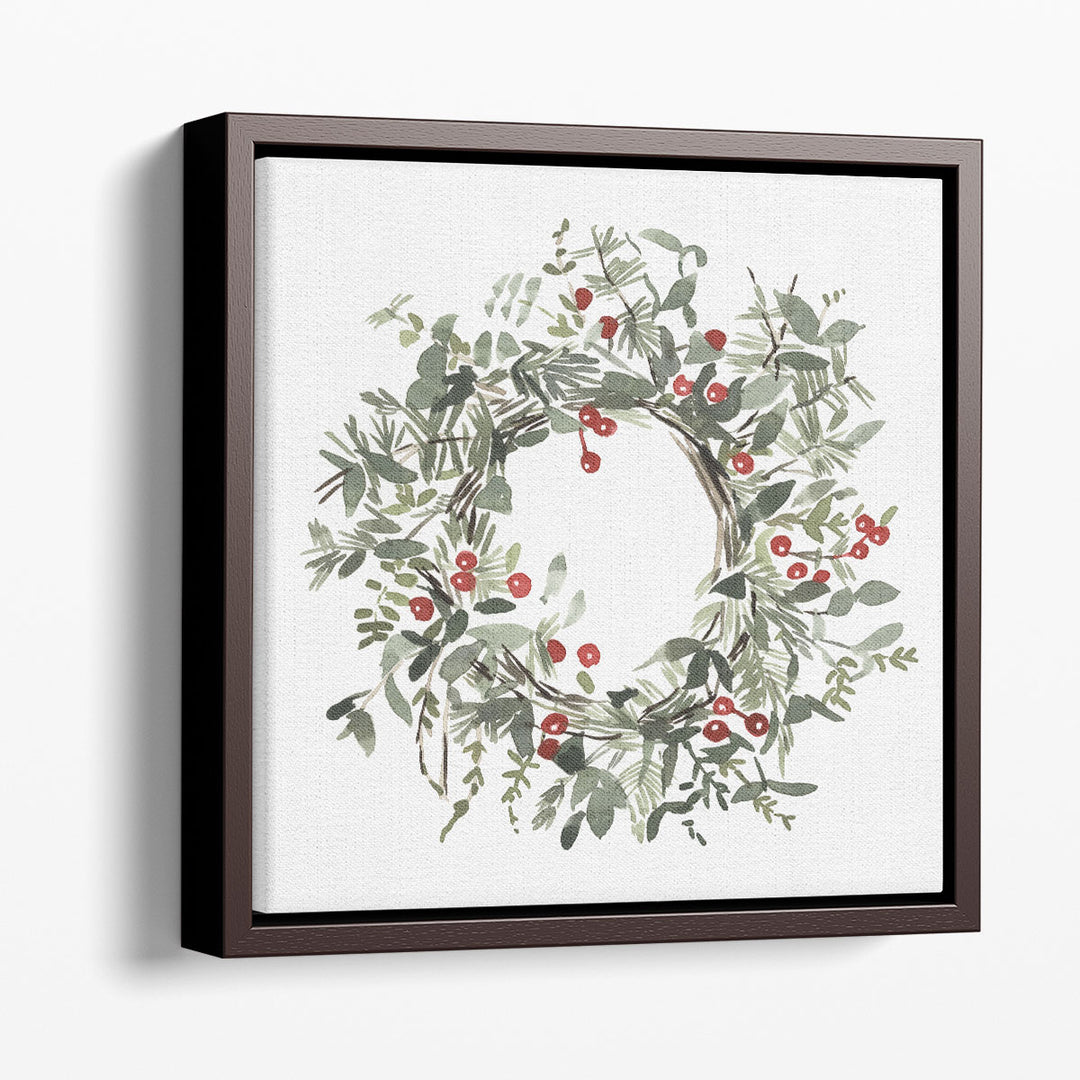 Holly Farmhouse Wreath I - Canvas Print Wall Art