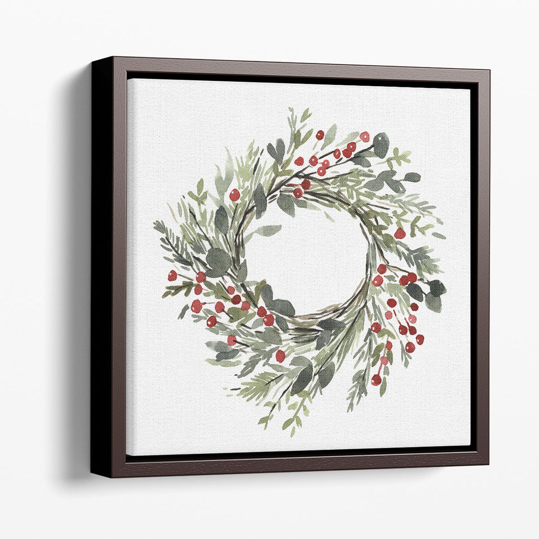 Holly Farmhouse Wreath II - Canvas Print Wall Art