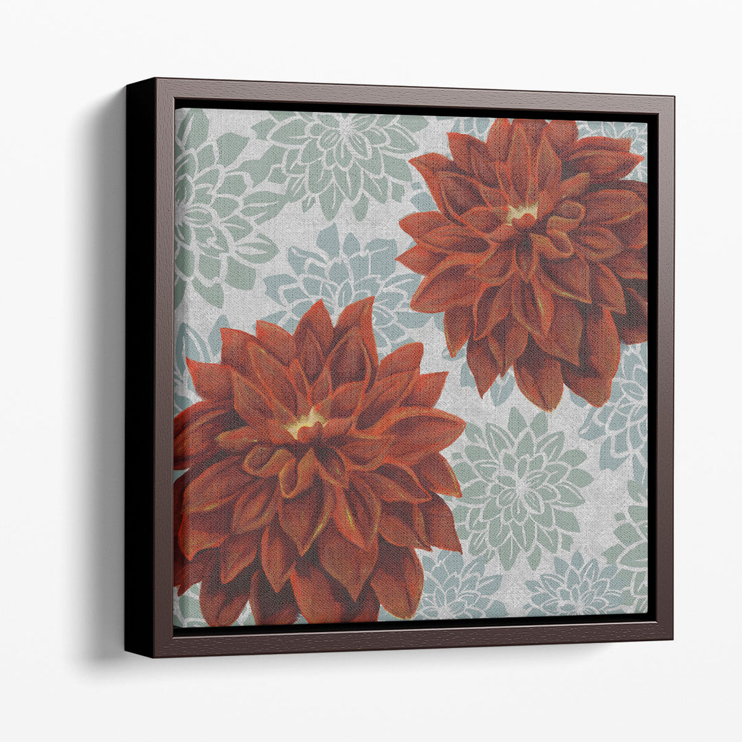 Woodblock Dahlias I - Canvas Print Wall Art