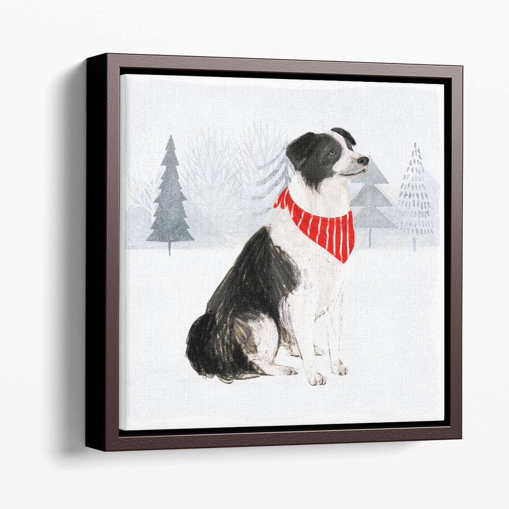 Christmas Cats & Dogs II Black and White - Canvas Print Wall Art