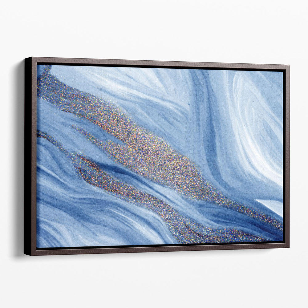 Blue Waves Of Gold - Canvas Print Wall Art