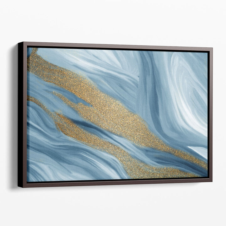 Blue Abstract Art, Modern Marble Wall Decor, Large Prints for Living Room  | Blue Waves Of Gold