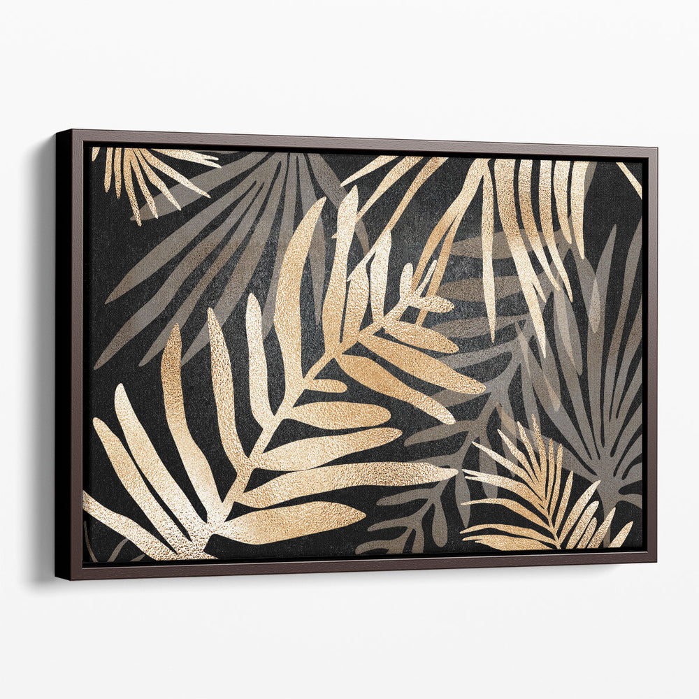 Glam Leaves Black Gold 3 - Canvas Print Wall Art