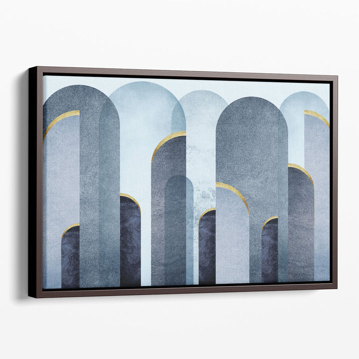 MidCentury Arches Blue Gold - Canvas Print Wall Art