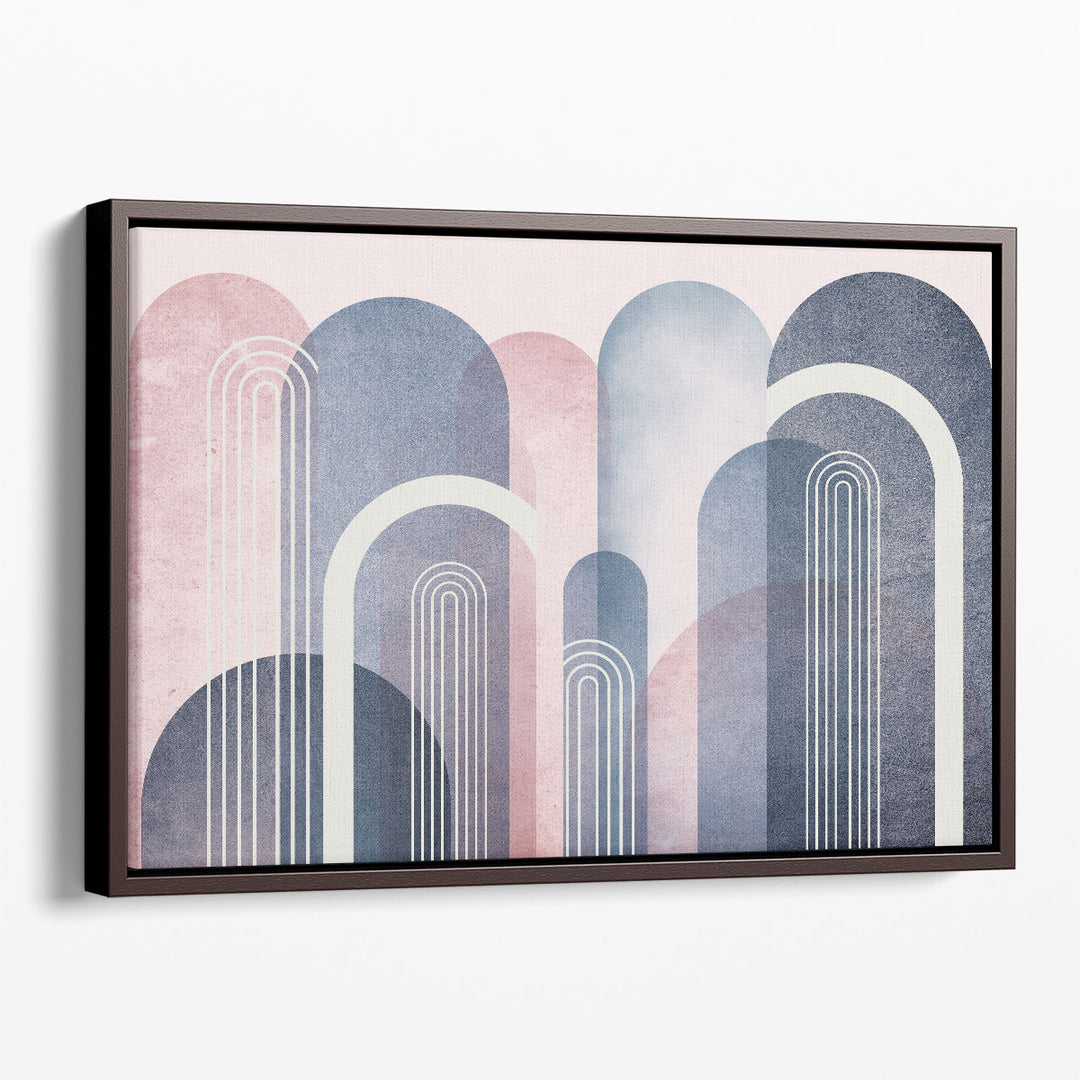 MidCentury Arches Blush Navy - Canvas Print Wall Art