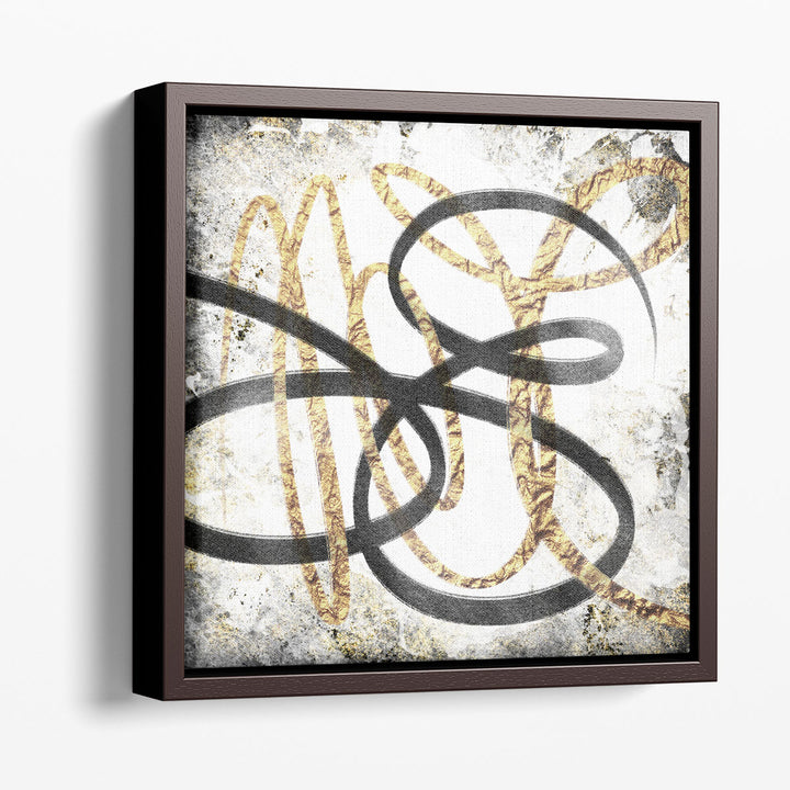 Gold And Black Scribbles 1 - Canvas Print Wall Art