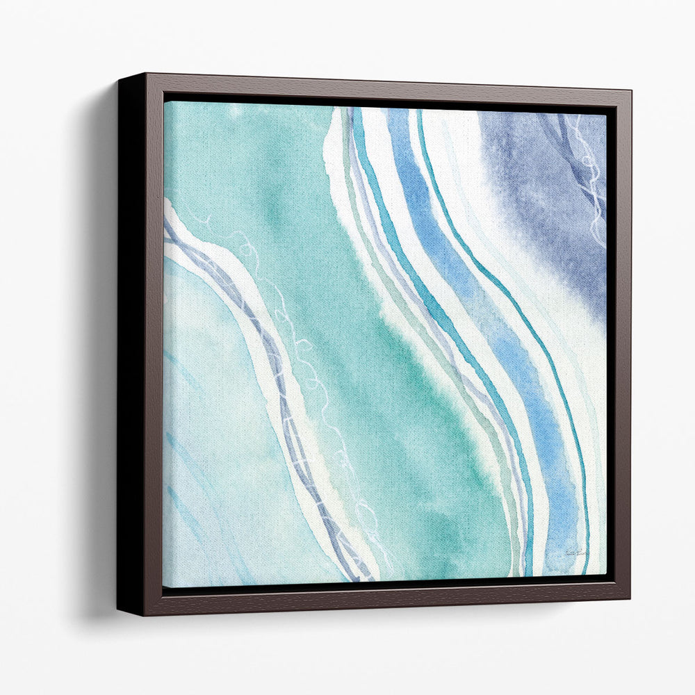 Abstract Blue Teal Waves 3 - Canvas Print Wall Art