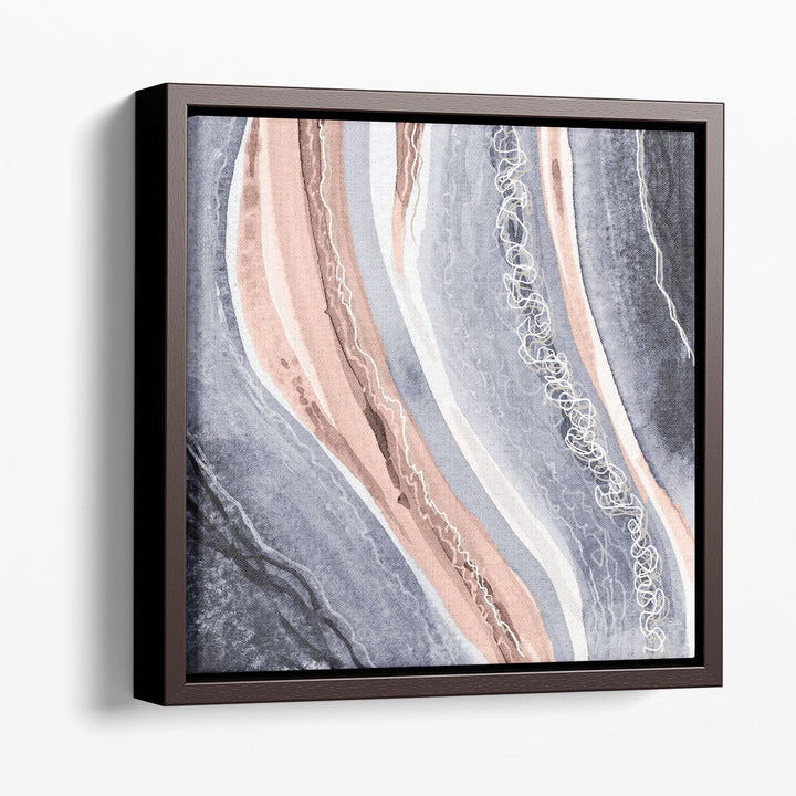 Abstract Blue Peach Rivers 3 - Canvas Print Wall Art