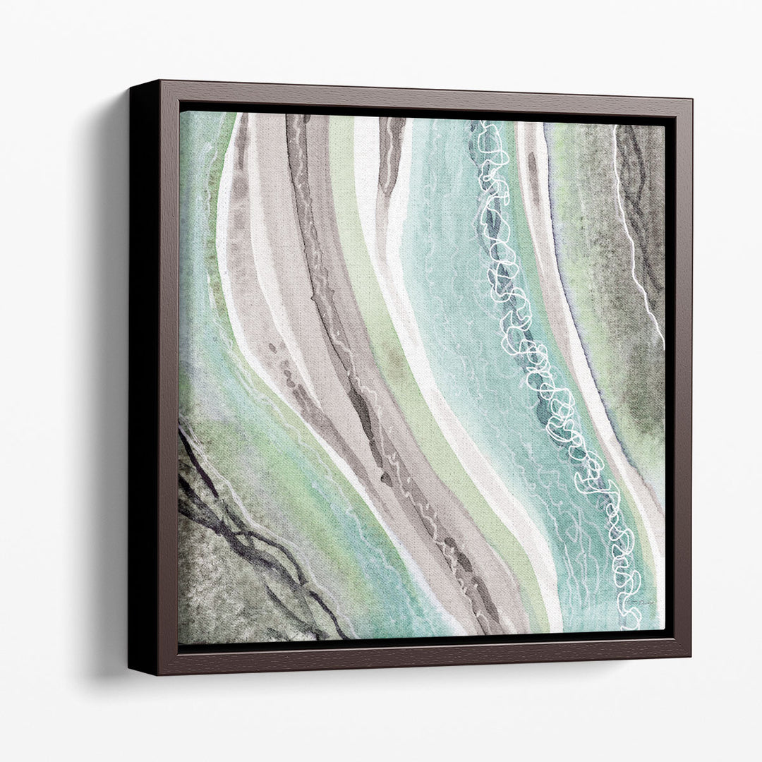 Abstract Green Mauve Rivers 3 - Canvas Print Wall Art