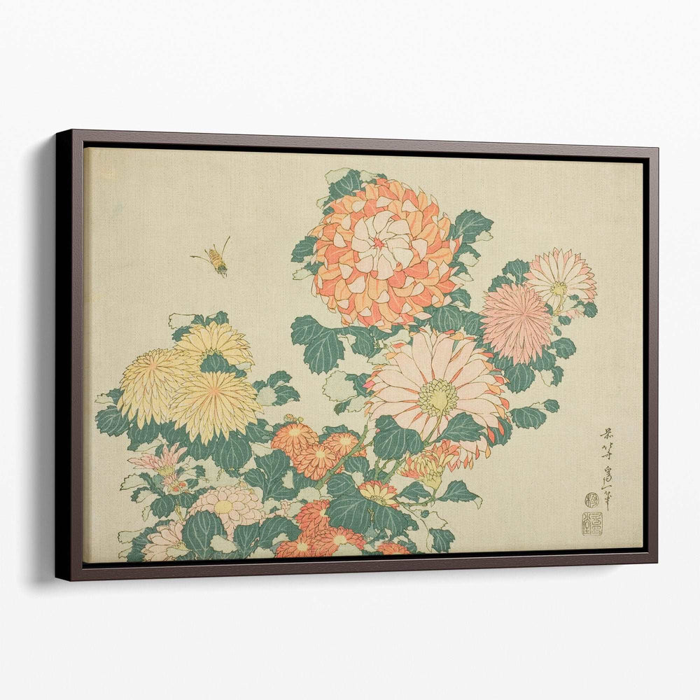 Bee And Chrysanthemums - Canvas Print Wall Art