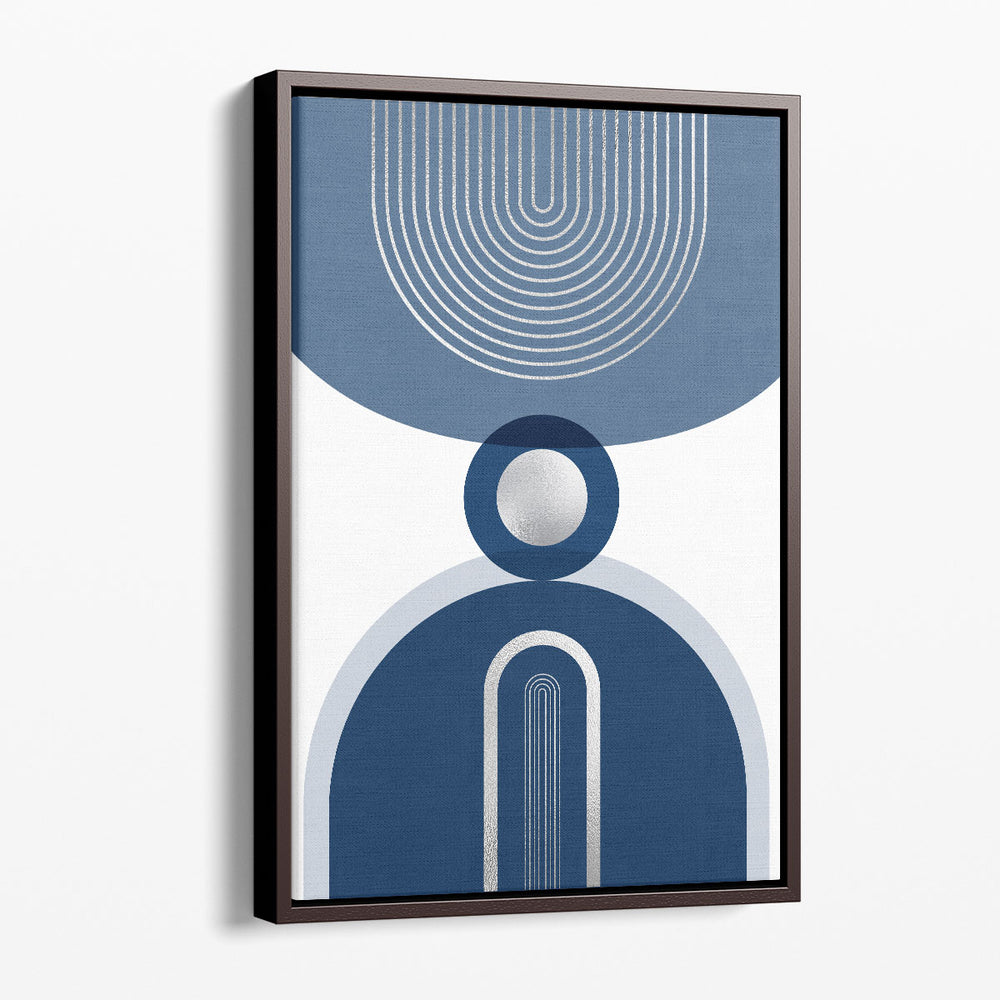 Mid Century Glam Navy Silver 3- Canvas Print Wall Art