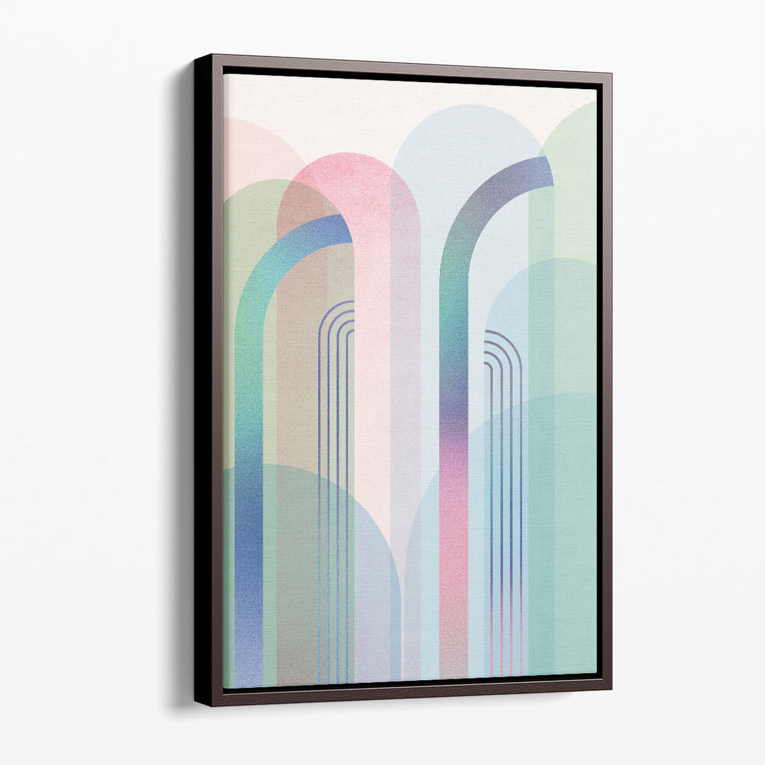 MidCentury Arches Pastel Rainbows 2 - Canvas Print Wall Art