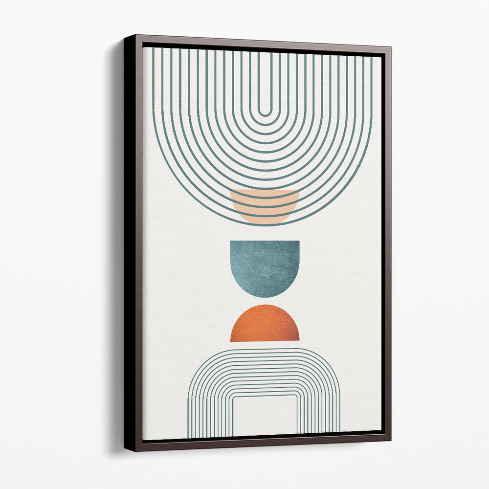 Minimalist MidCentury Orange Teal 1- Canvas Print Wall Art