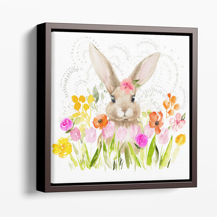 April Flowers and Bunny I - Canvas Print Wall Art