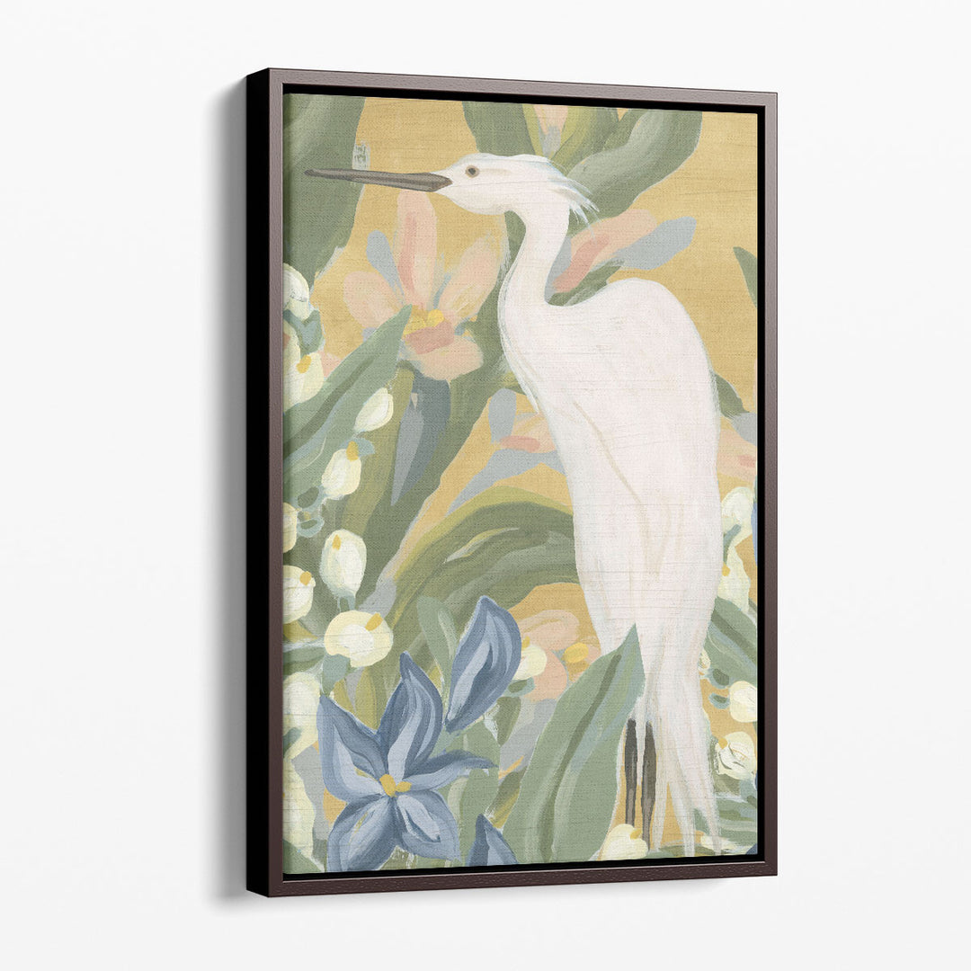 Floral Egret I - Canvas Print Wall Art