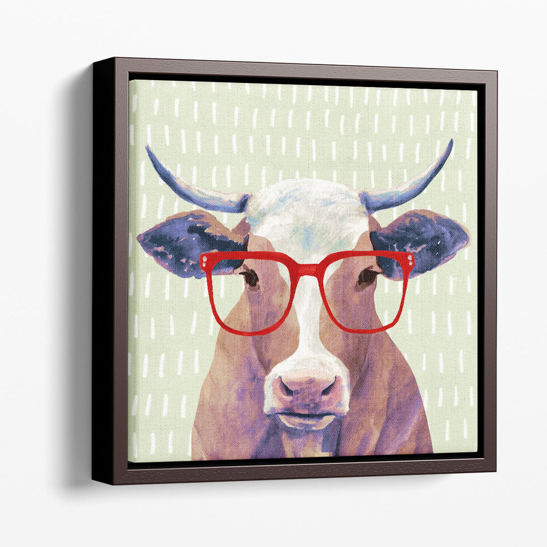 Bespectacled Bovine I - Canvas Print Wall Art