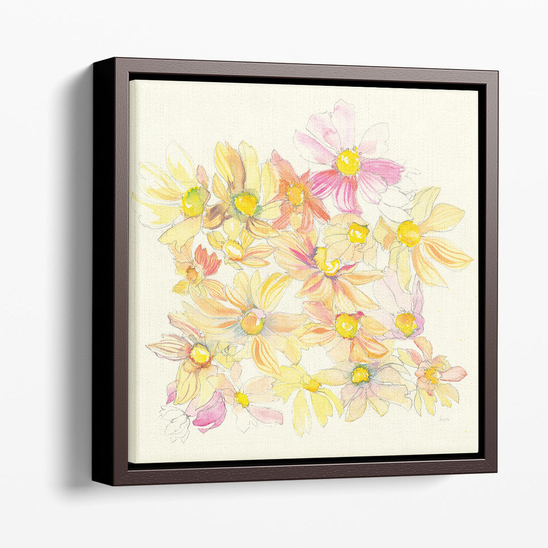 Pastel Garden Daisies - Canvas Print Wall Art