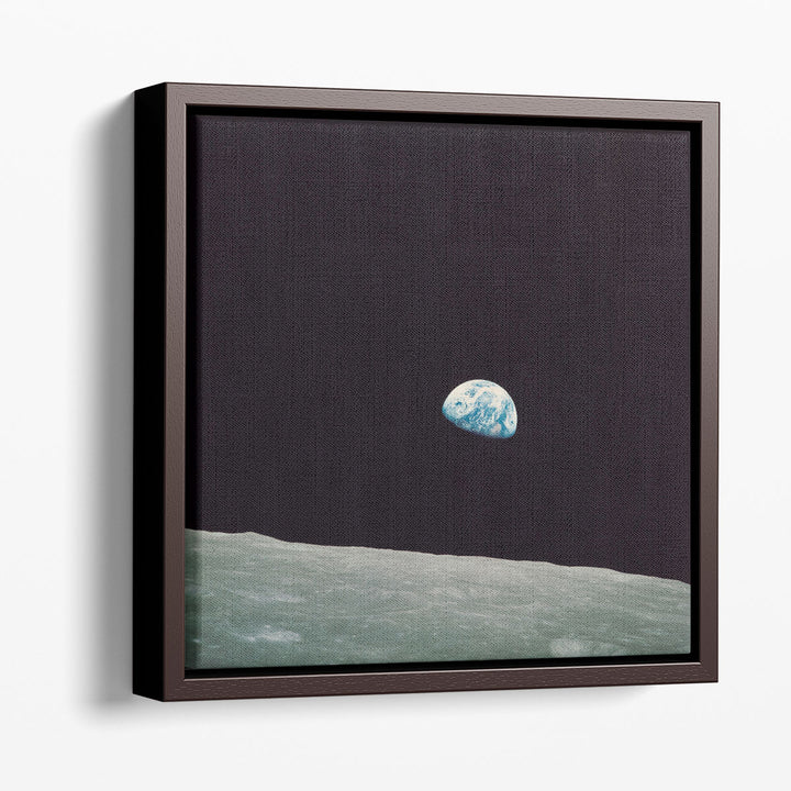 First Earth Rise Black and White - Canvas Print Wall Art