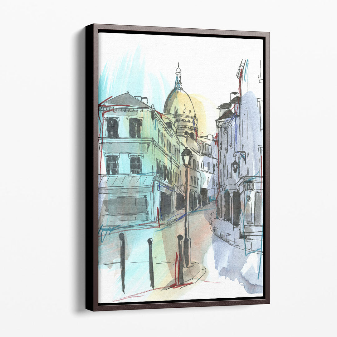 European Street Sketch I - Canvas Print Wall Art