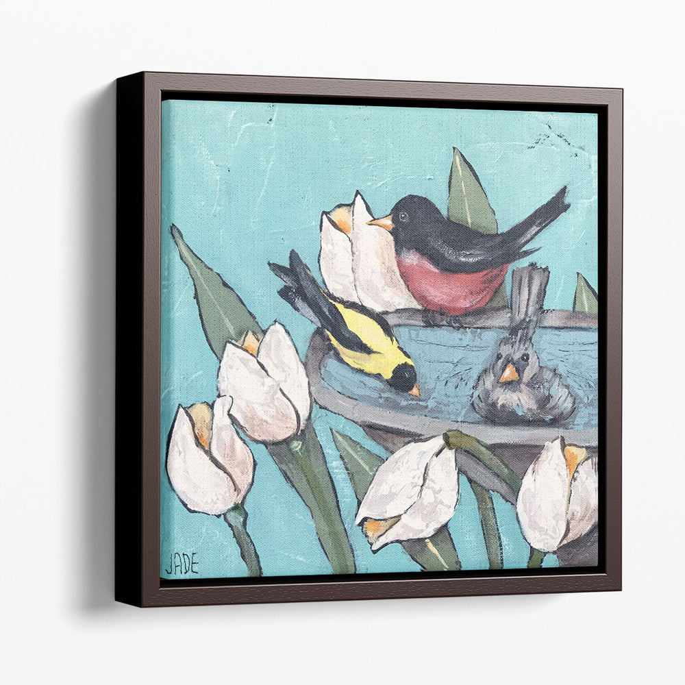 Garden Bird Bath Party I - Canvas Print Wall Art