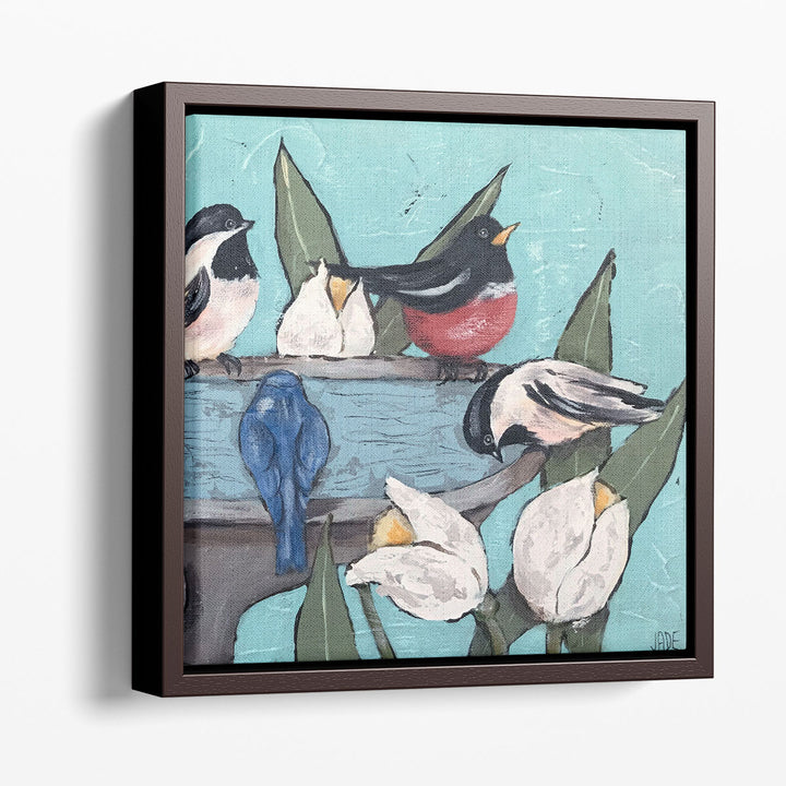 Garden Bird Bath Party II - Canvas Print Wall Art