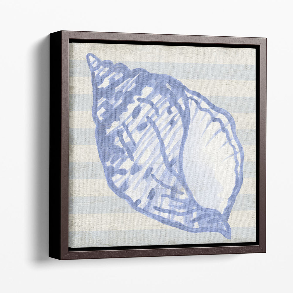 Blue Shell on Stripes I - Canvas Print Wall Art