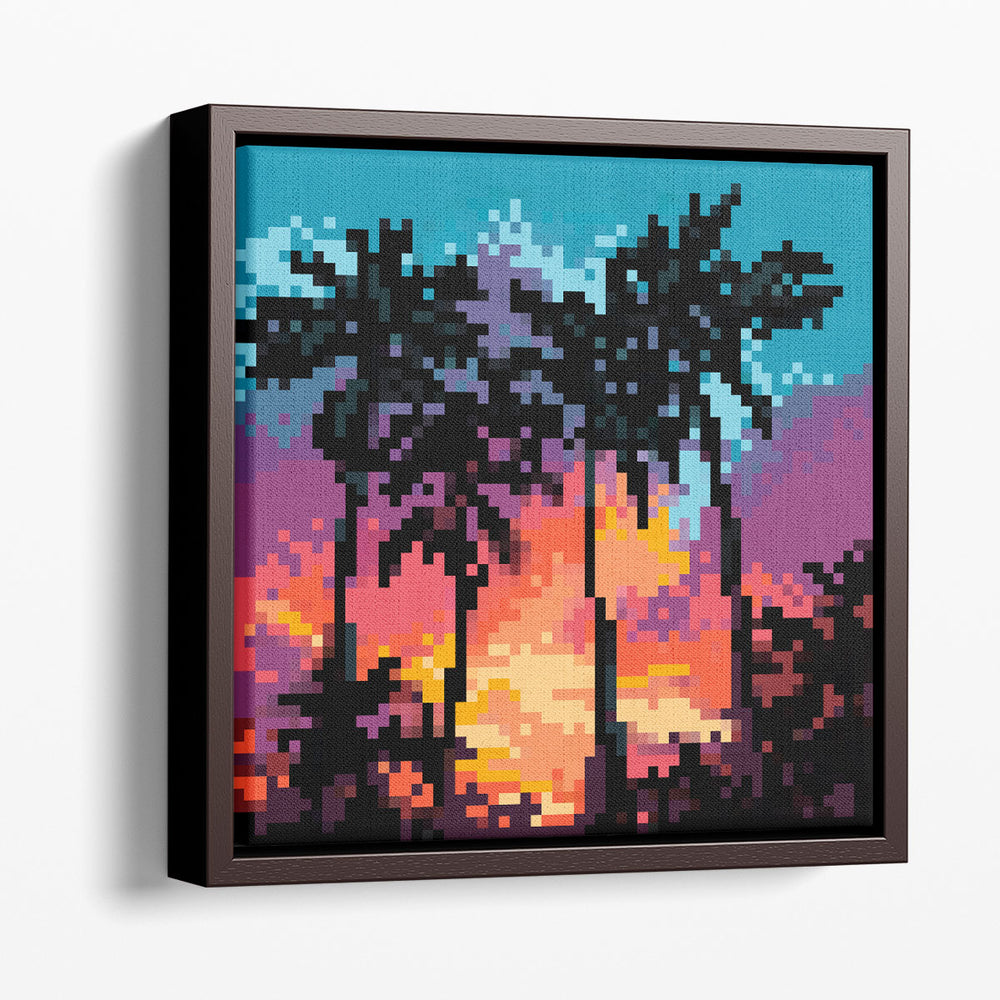 Pixel Palm Sunset I - Canvas Print Wall Art