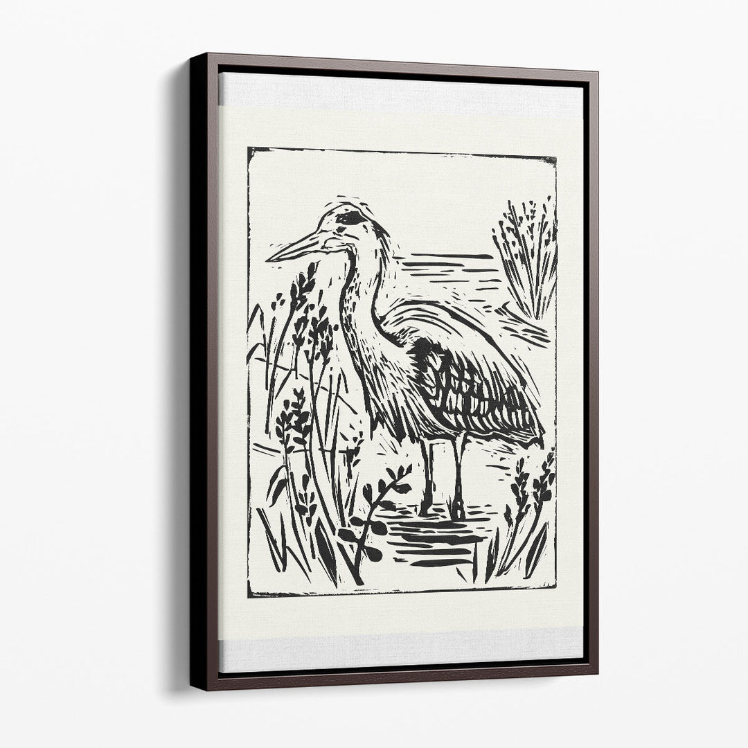 Linocut Style Seabird I - Canvas Print Wall Art