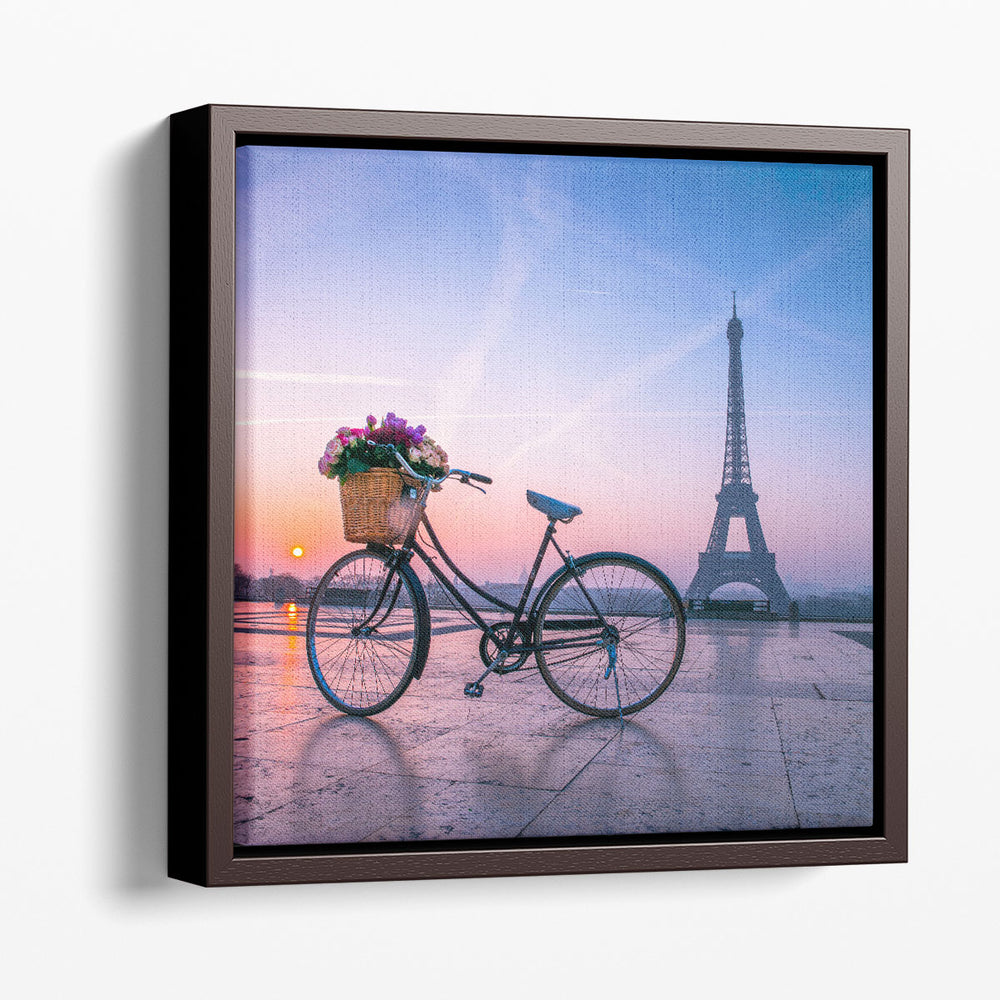 Bicycle with a Basket of Flowers - Canvas Print Wall Art