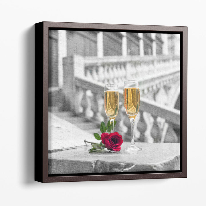 Champagne Glasses on Rialto Bridge, Venice, Italy - Canvas Print Wall Art