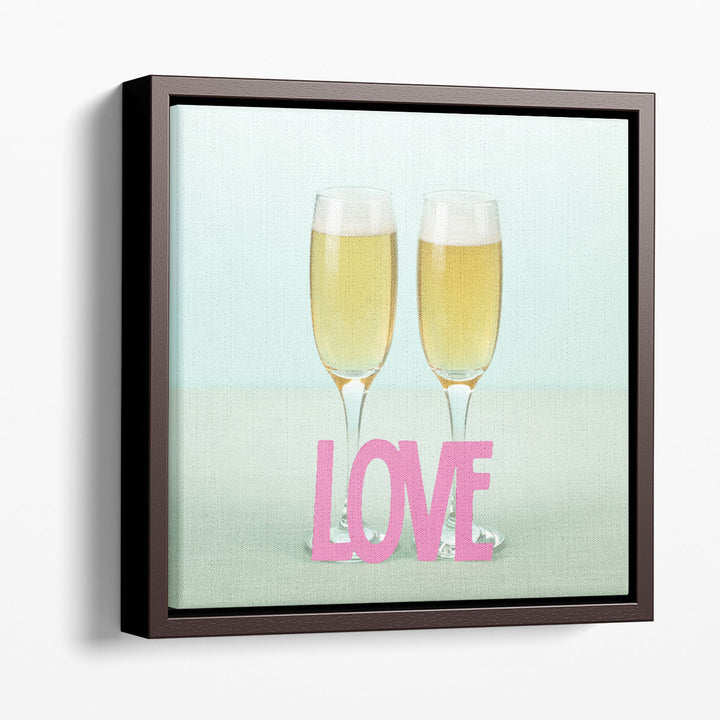 Champagne Glasses with the Letters Love - Canvas Print Wall Art