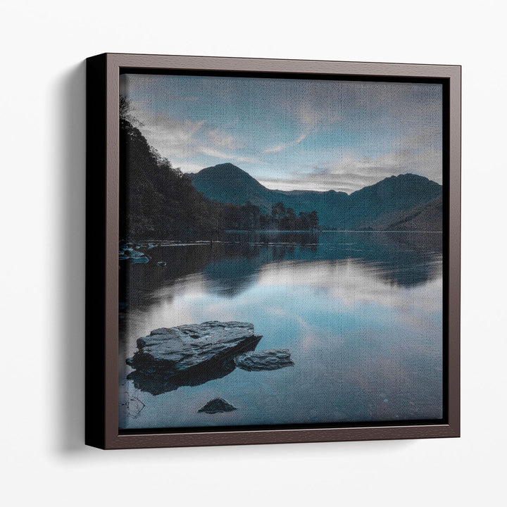 Rocks and Still Lake - Canvas Print Wall Art