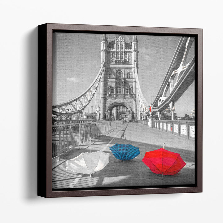 Colorful Umbrellas on Tower bridge - Canvas Print Wall Art