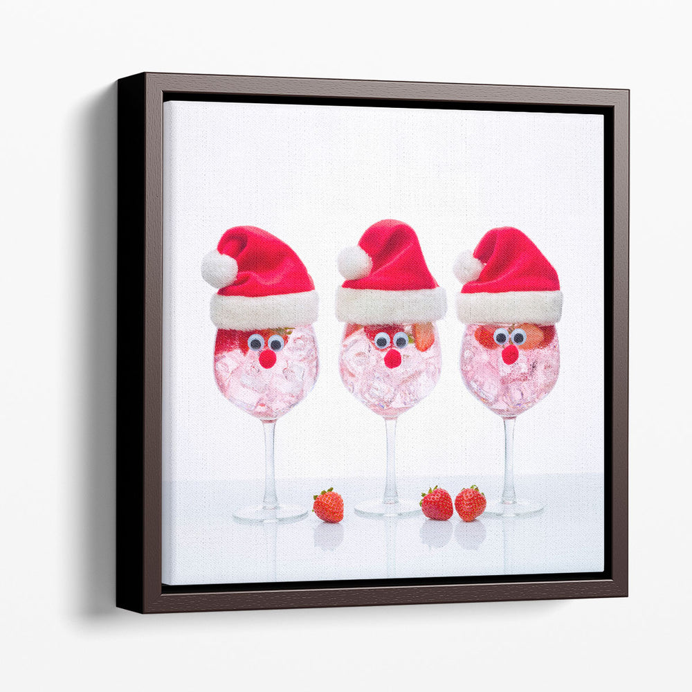 Glass of Gin with Santa Hat - Canvas Print Wall Art