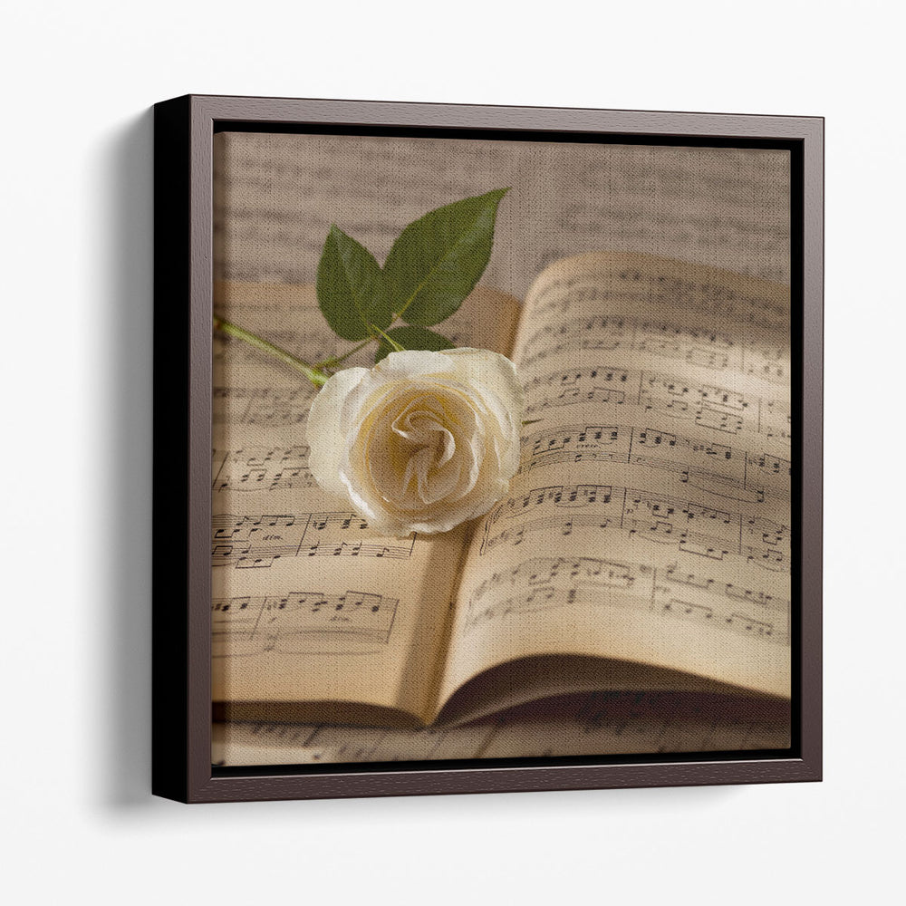 Rose on Musical Notes Book - Canvas Print Wall Art