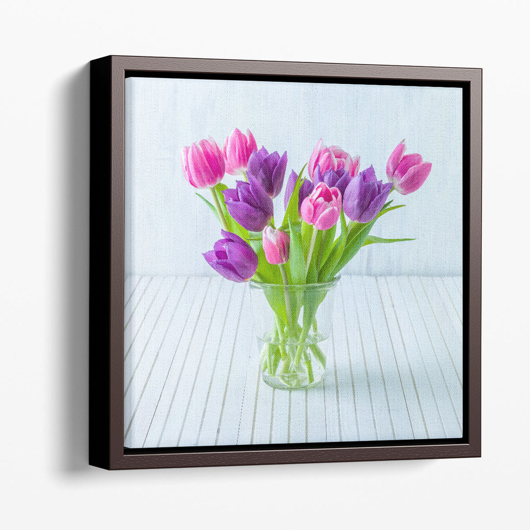 Tulip Flowers in Glass Jar - Canvas Print Wall Art