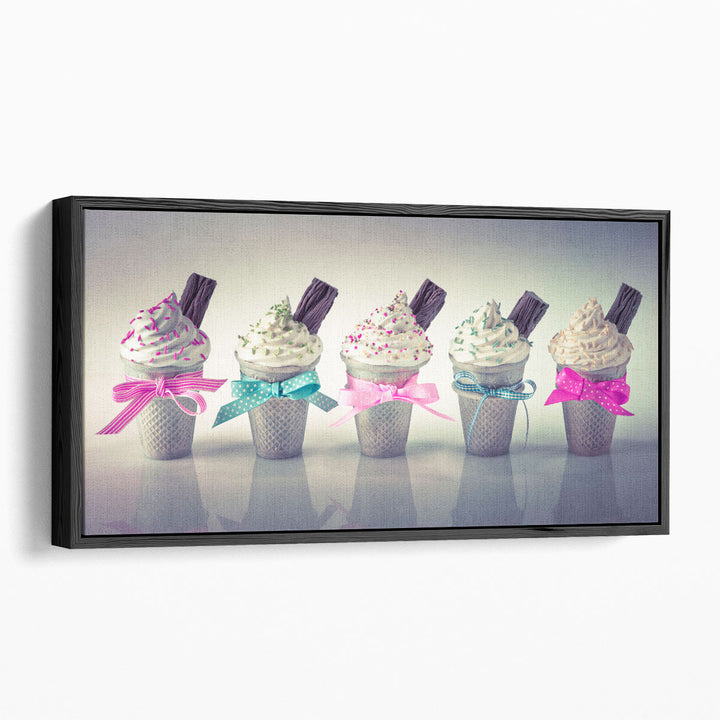 Whippy Ice Creams in a Row - Canvas Print Wall Art