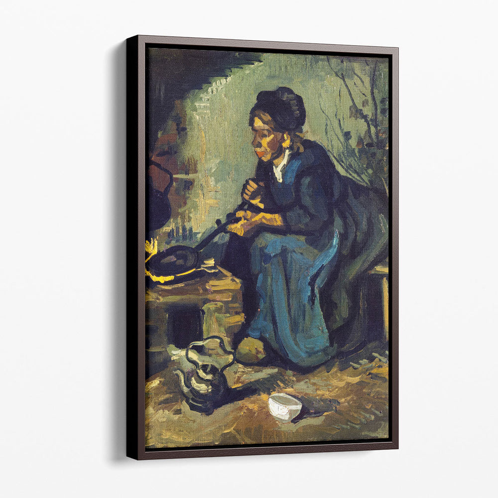 Peasant Woman Cooking by a Fireplace, 1885 - Canvas Print Wall Art