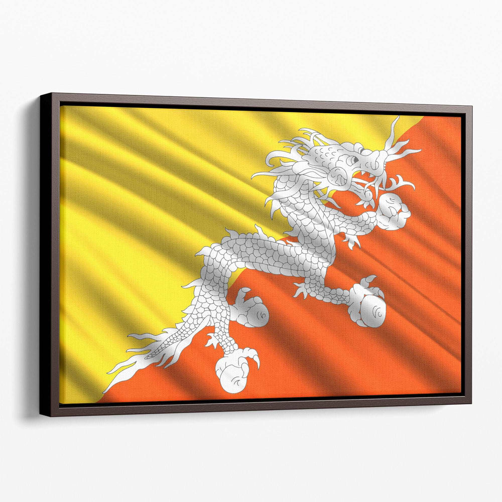 Bhutan Flag Waving - Canvas Print Wall Art