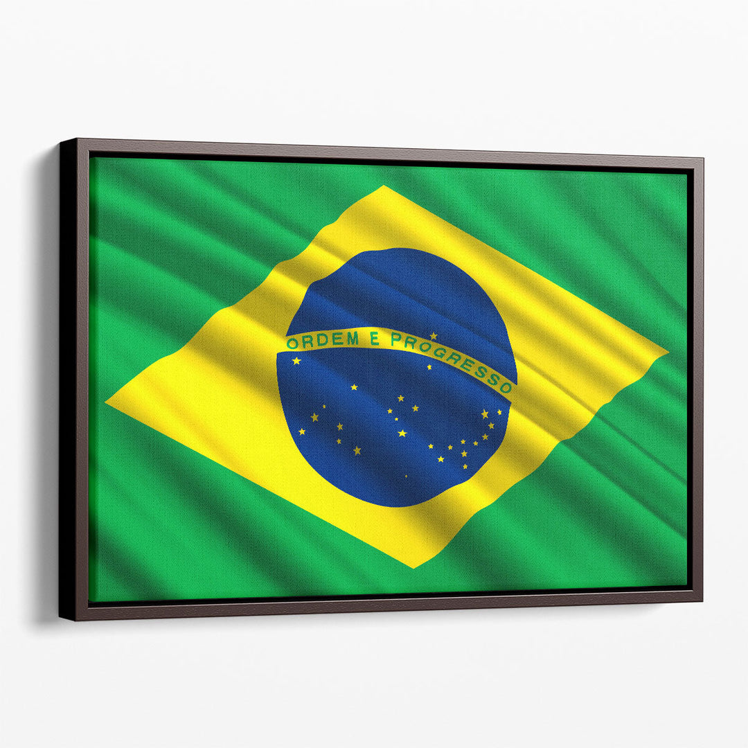 Brazil Flag Waving - Canvas Print Wall Art