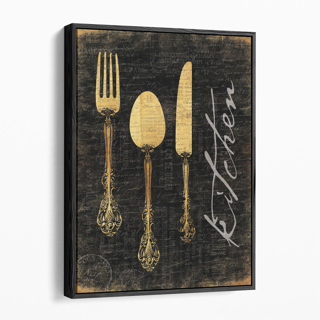 Golden Utensils - Canvas Print Wall Art
